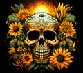 Sunflower Skull Halloween Design