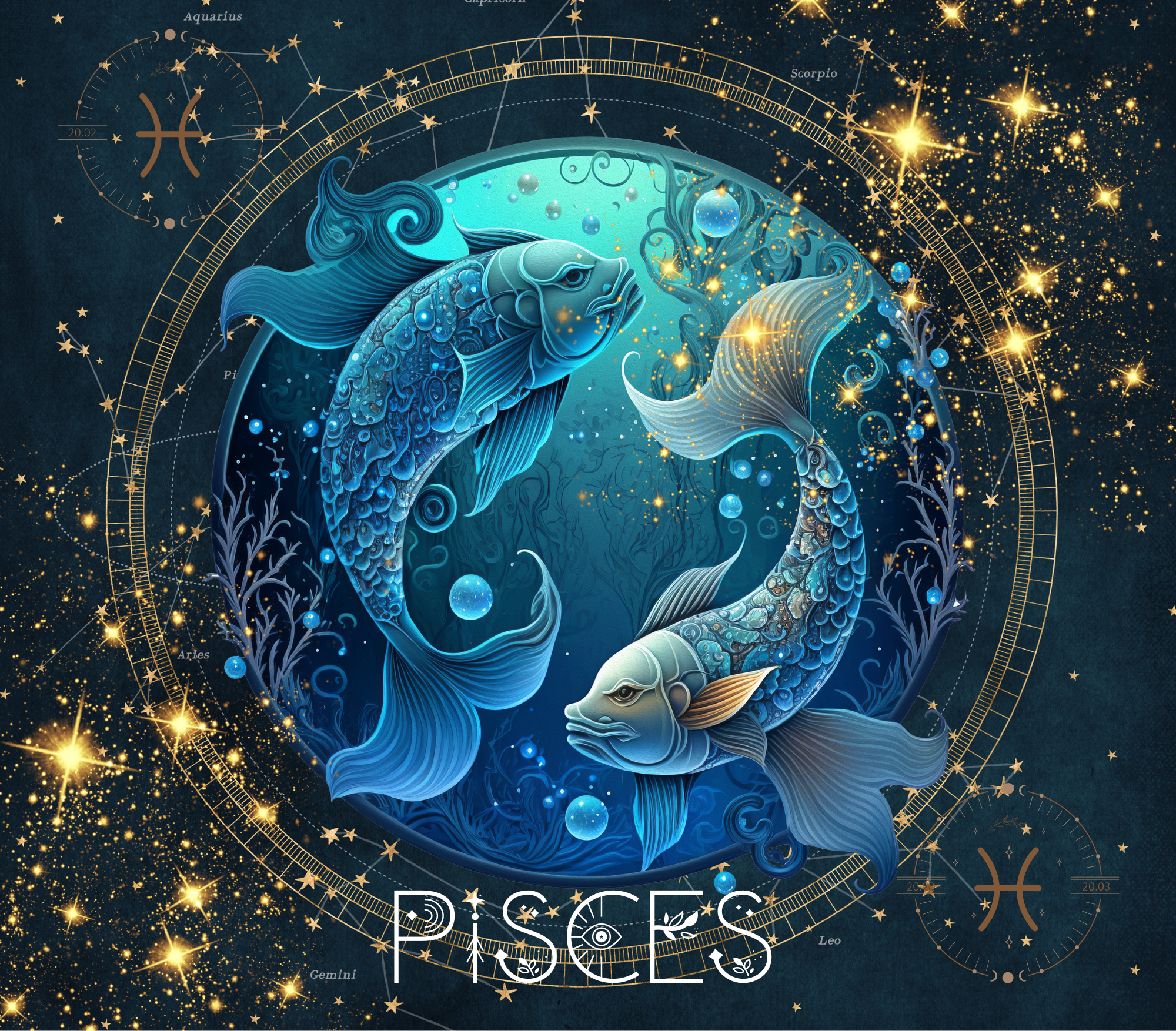 Pisces Zodiac Tumbler (Zodiac Wheel)