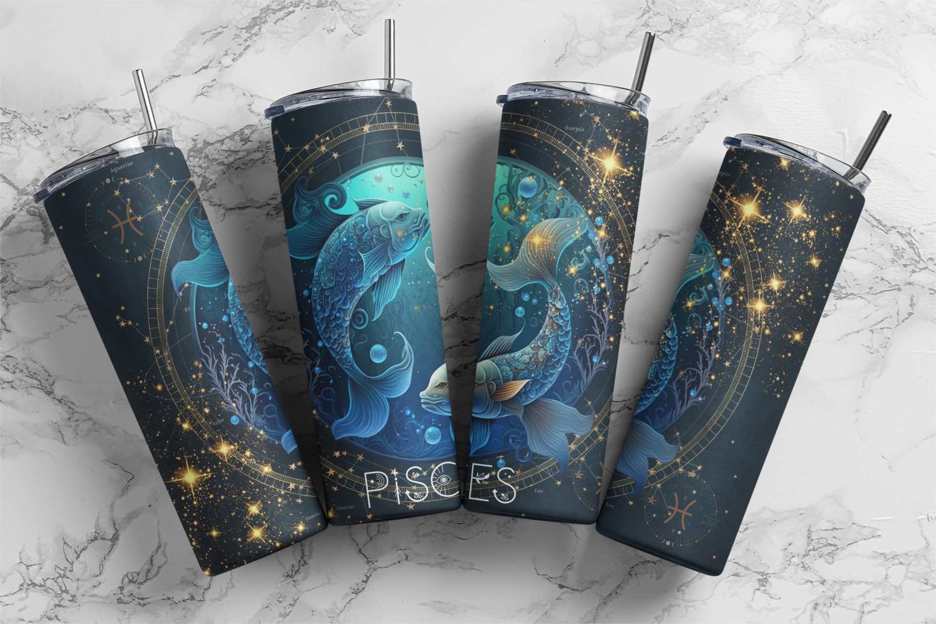 Pisces Zodiac Tumbler (Zodiac Wheel)